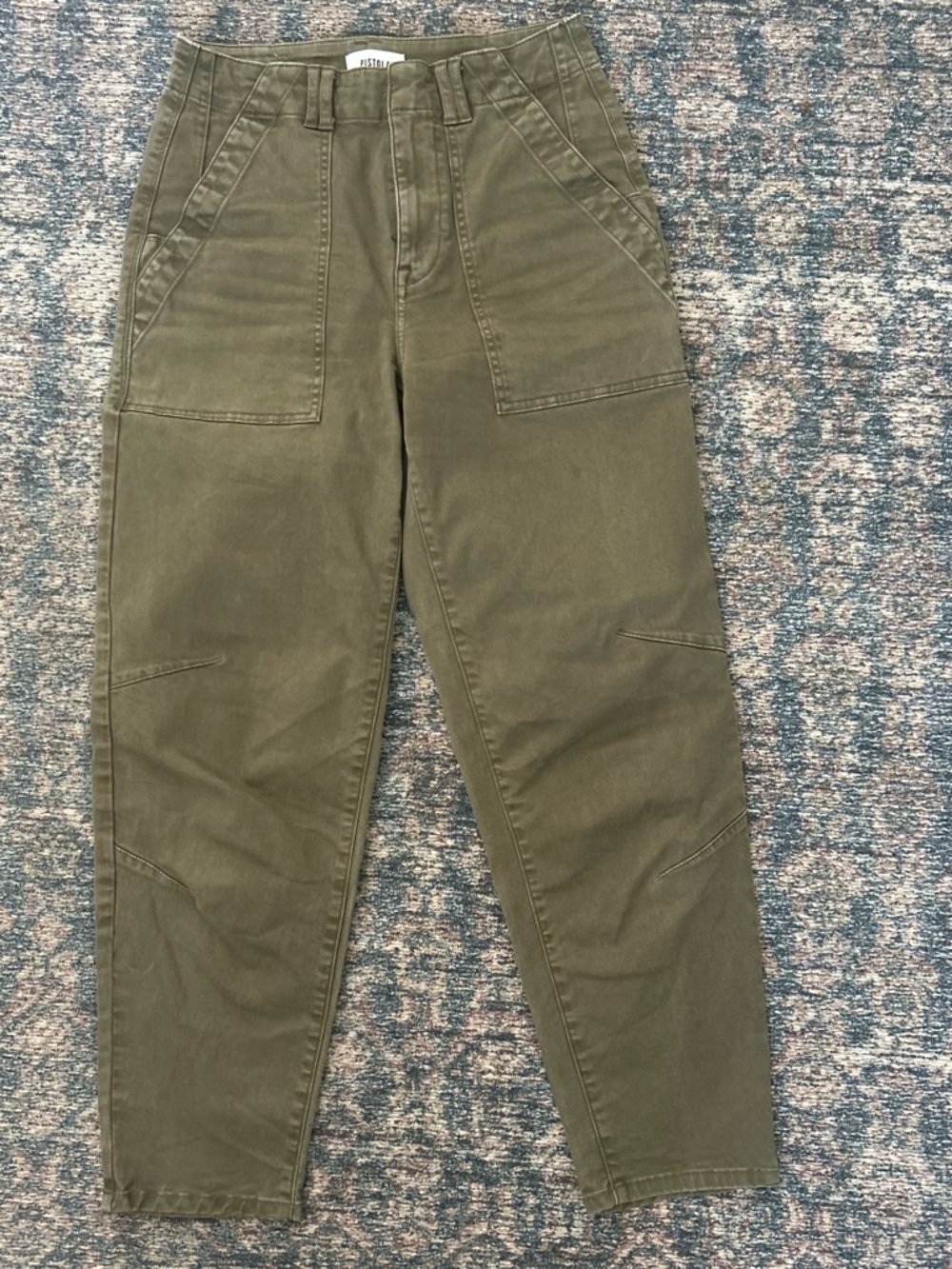 Pistola Olive Green High-Rise Utility Ankle Pants